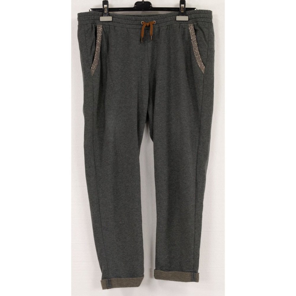 BRUNELLO CUCINELLI COTTON GRAY SWEATPANTS WITH MONILI DEATAILING AT POCKETS  XL